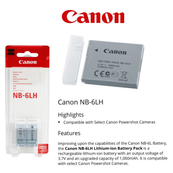 NB-6LH / ORIGINAL CANON NB-6LH BATTERY FOR CANON IXUS105 3.7V 1060MAH 4.0WH - Imagen 2